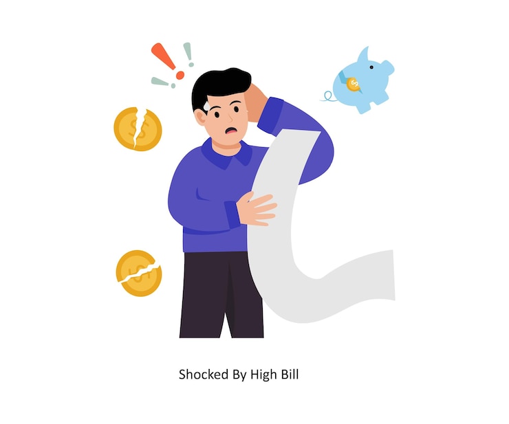 Shocked By High Bill concept vector illustration Inflation isolated On white Background