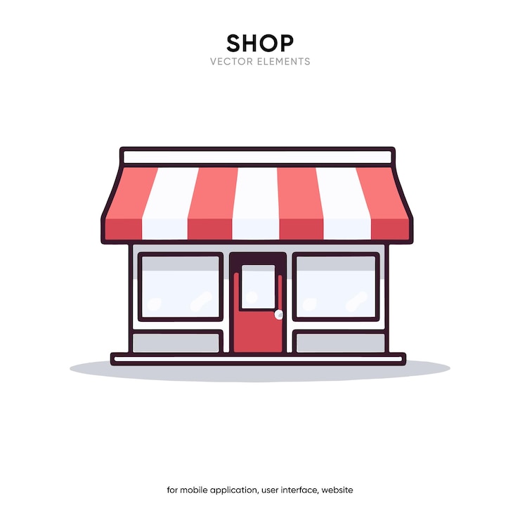 Shop 3d flat black and colorful icons Thin line symbol for design logo or icon Visit card shopping