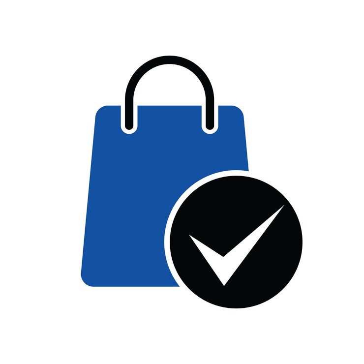Shopping bag check logo icon. Check Shopping Logo Template, Icon, Symbol - Vector.