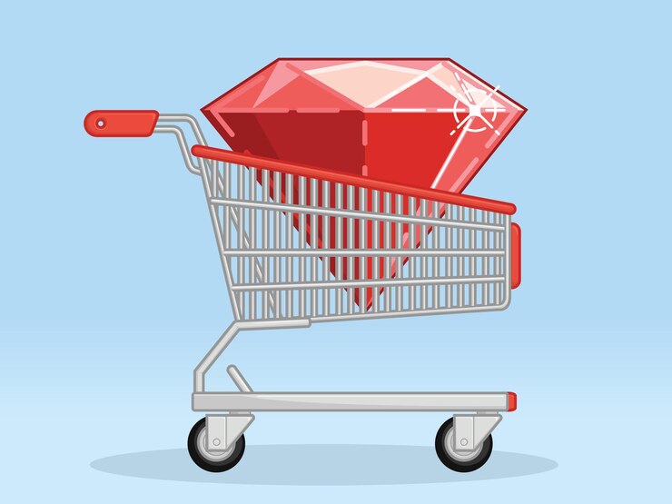 Vector shopping trolley gem crystal game ruby