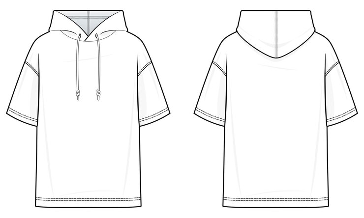 Vector shortsleeved hoodie technical fashion illustration mens short sleeve hoodie pullover top vector