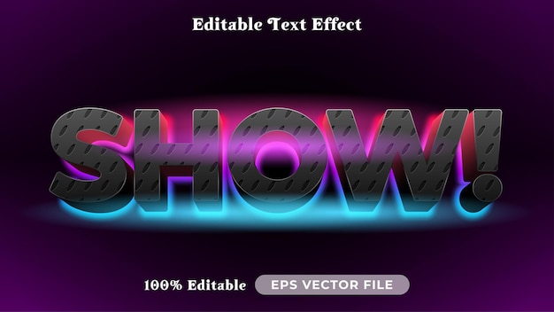 show editable text style effect glow 3d text style theme