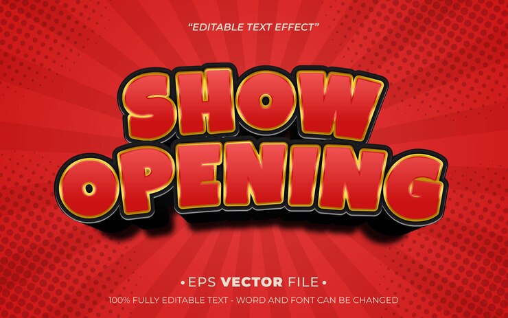 Vector show opening text effect 3d editable vector