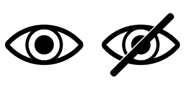 show password icon. privacy icon, abstract eye. black icons isolated on a white background.