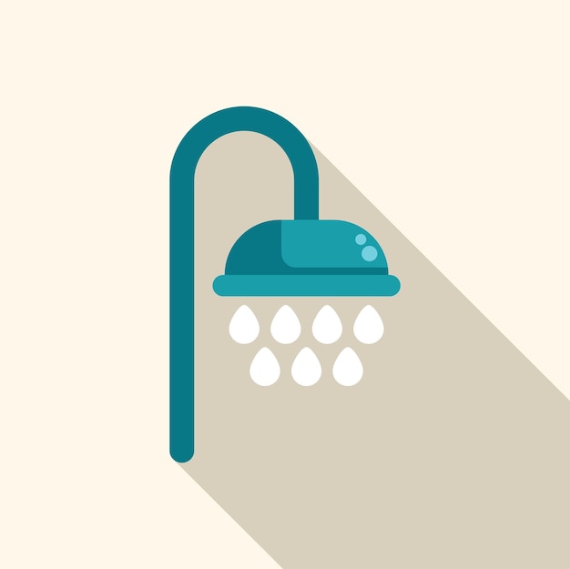 Shower head pouring water drops bathroom hygiene icon