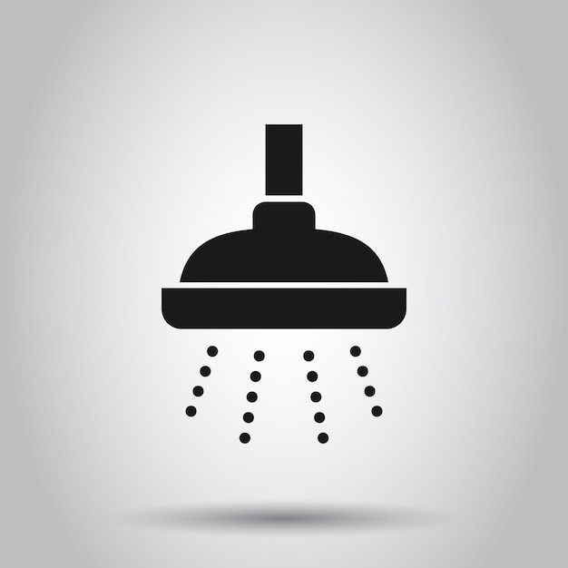 Shower sign icon in flat style Bathroom water device vector illustration on isolated background Wash business concept