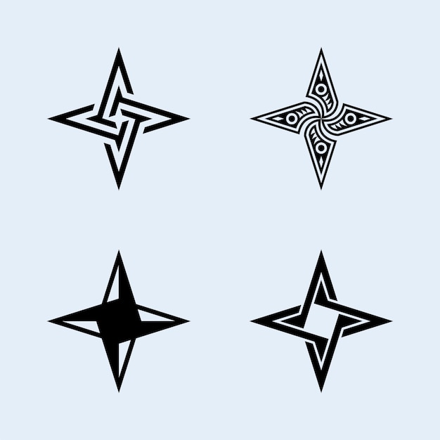 Shuriken Stars Pack Vector with kinds of shape