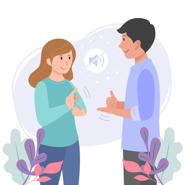 Vector sign language conversation
