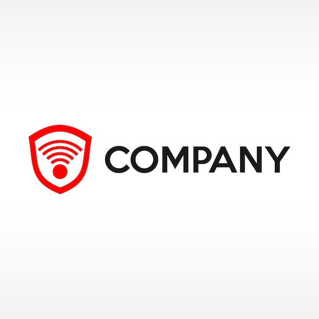 Signal Shield Logo Design Template Red Black Wireless Network Security