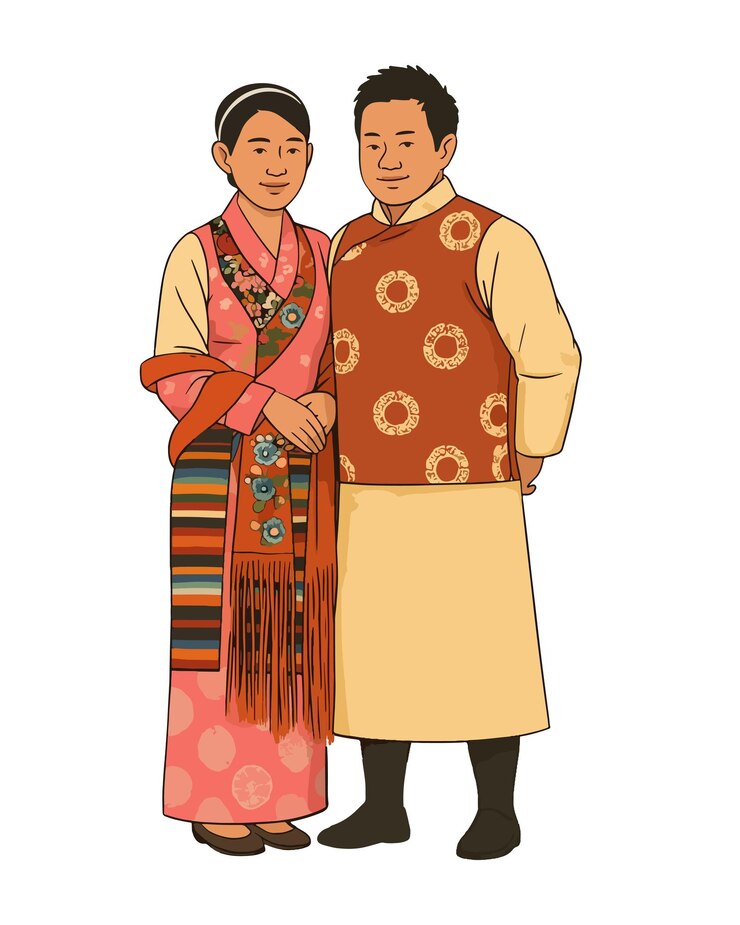 Vector sikkimese couple illustration