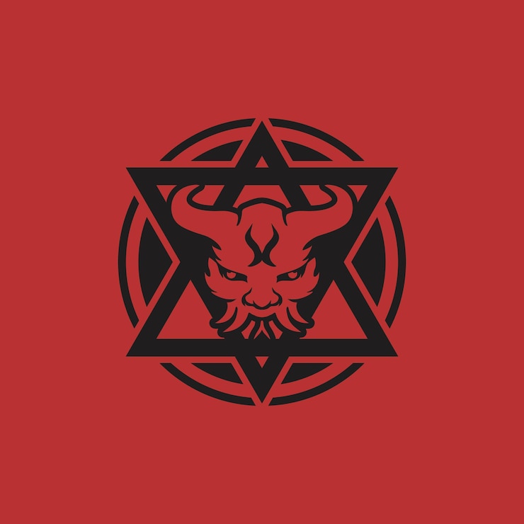 Vector silhouette demon with star design