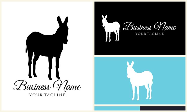 Vector silhouette donkey horse logo template