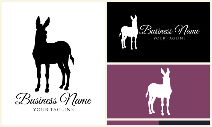 Vector silhouette donkey horse logo template