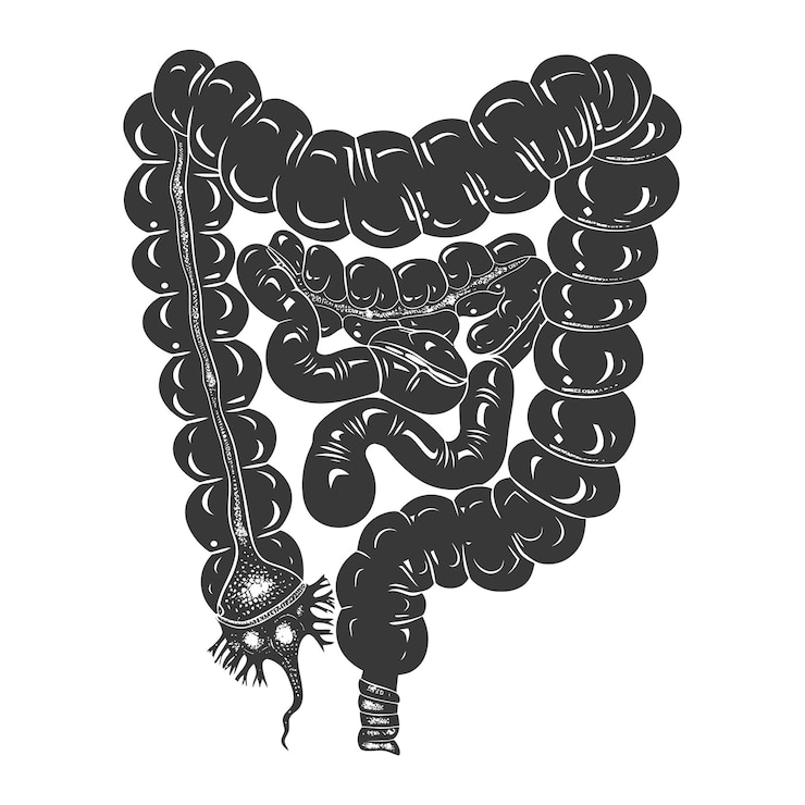 Vector silhouette human intestine black color only