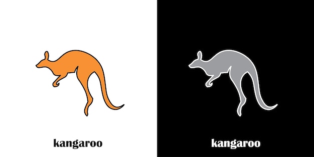 Silhouette kangaroo logo vector illustration design