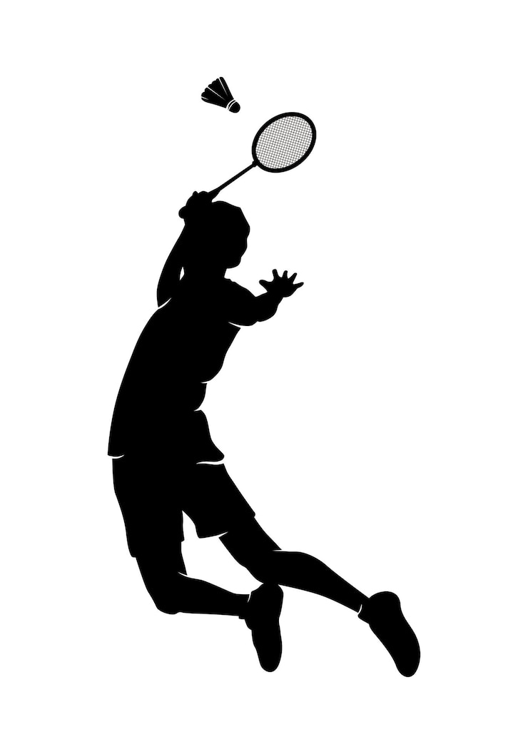 silhouette logo design of badminton player