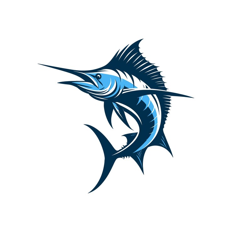 Silhouette of a Blue Marlin fishing logo icon vector illustration