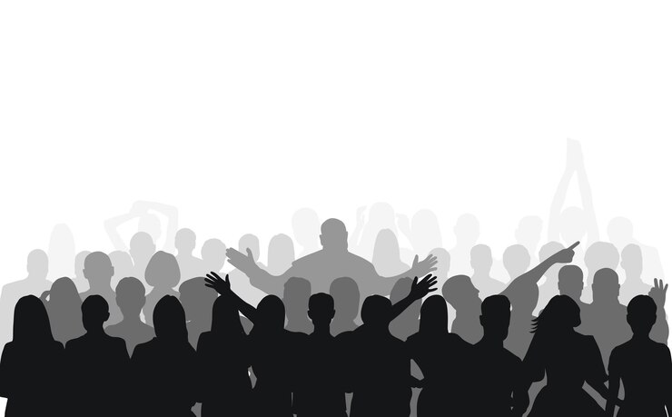 Silhouette of a crowd group of people corporate team