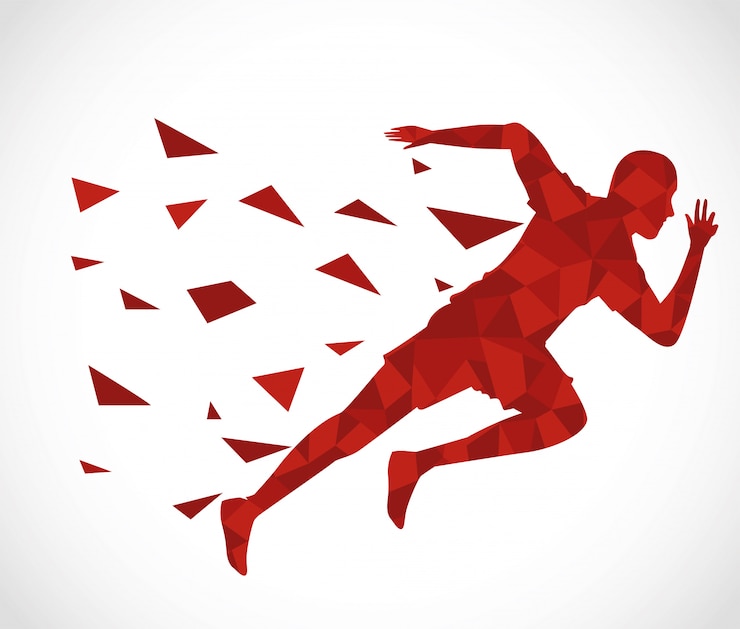 Vector silhouette of athletic man running