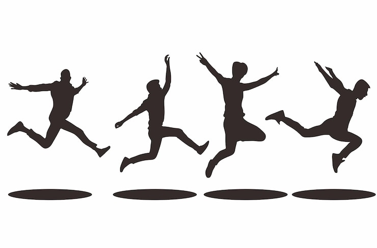 Vector silhouette of man jumping