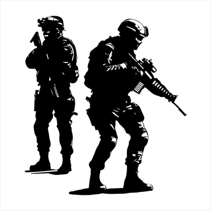 Silhouette of SWAT Team Members