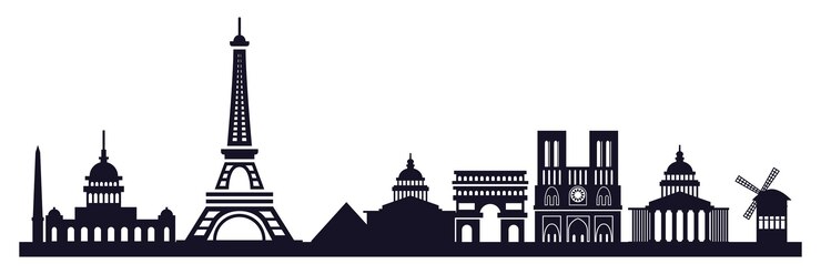 Silhouette Paris skyline Travel Paris famous landmarks