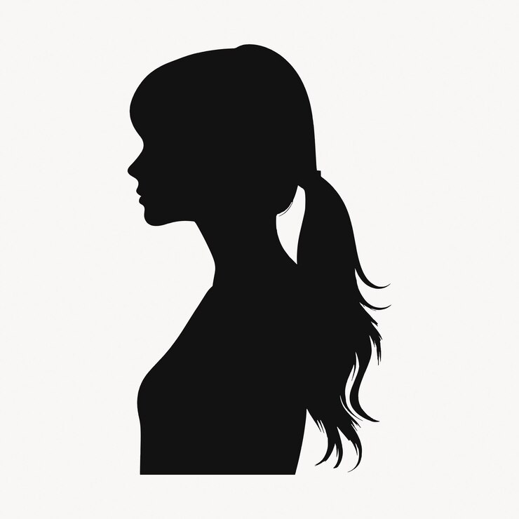 Vector silhouette profile woman ponytail