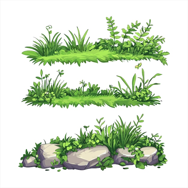 Silhouette set of grass borders vector