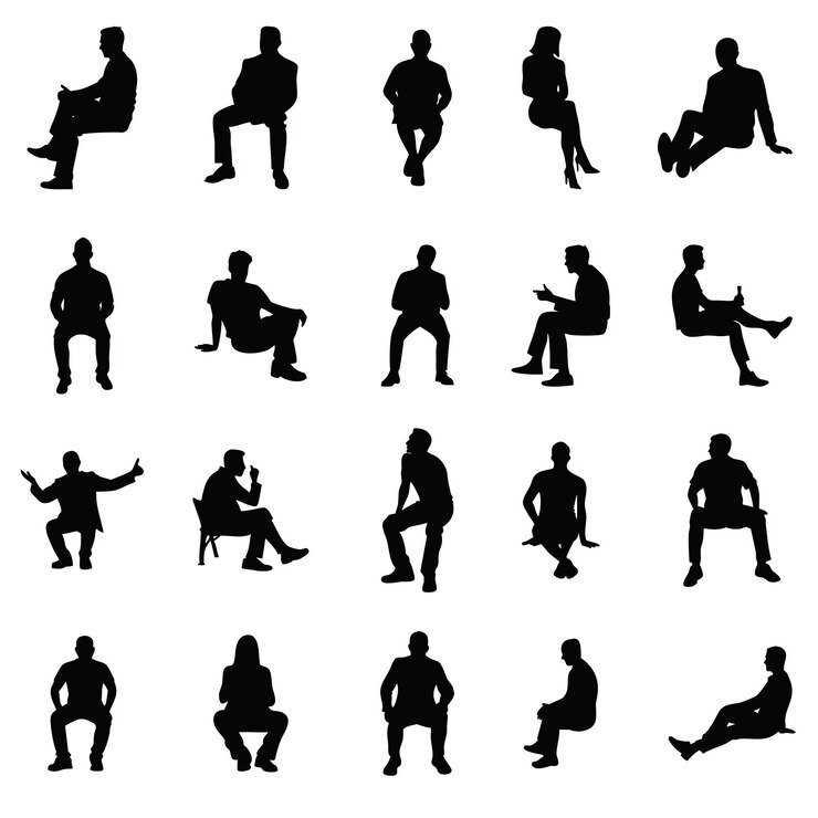 Silhouettes of People Sitting