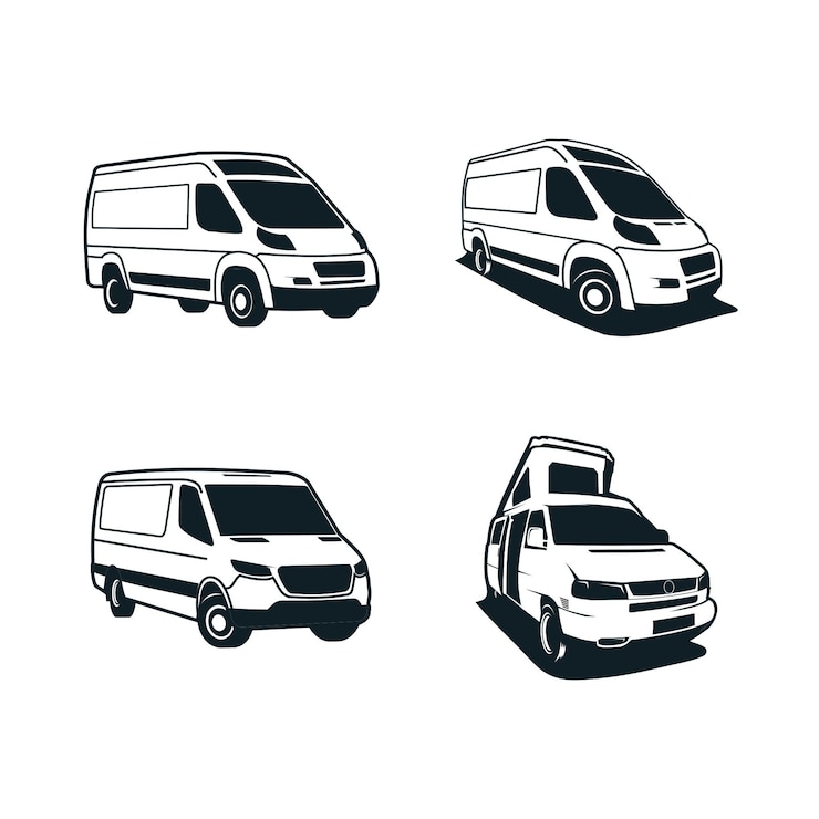 Vector siluet ilustrasi van