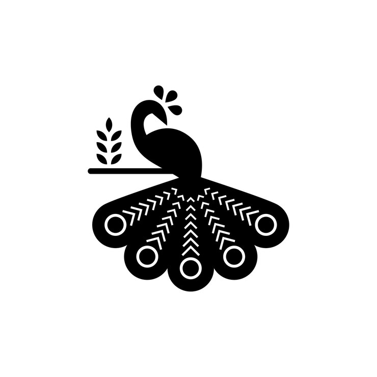 Vector siluet merak hitam ilustrasi vektor desain logo merak yang elegan