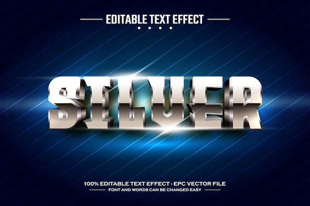 silver 3d editable text effect template