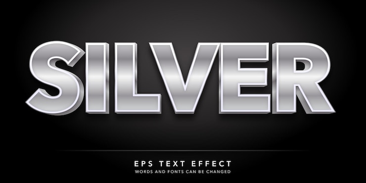 silver 3d editable text effect