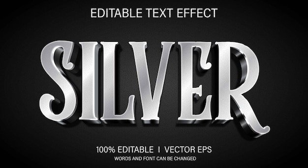silver 3d vector text effect with modern style design