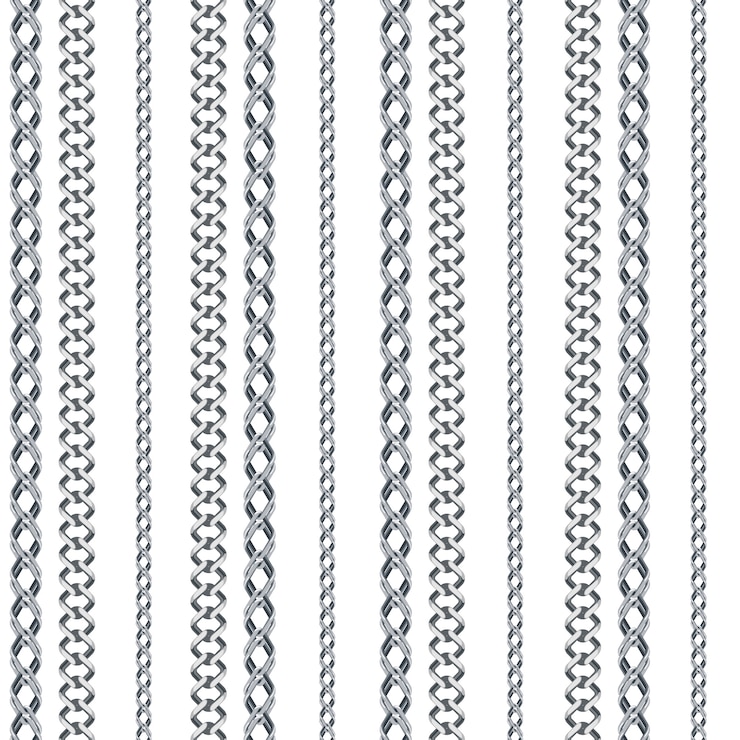 Vector silver chain jewelry seamless pattern.