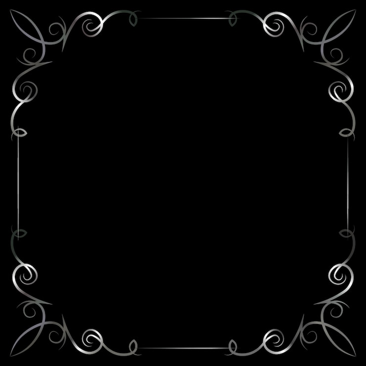 Vector silver gradient vintage frame on black background
