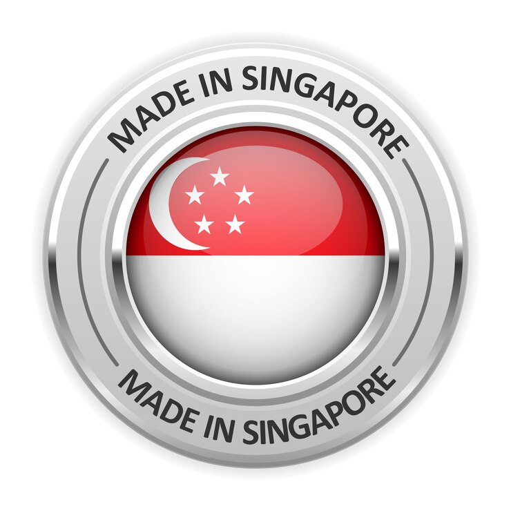 Vector silver medal made in singapore with flag