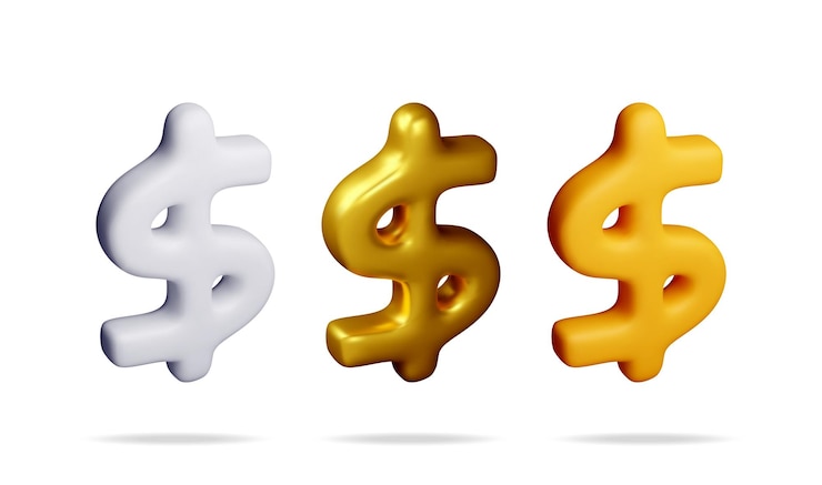 Vector simbol dolar as 3d terisolasi pada latar belakang putih
