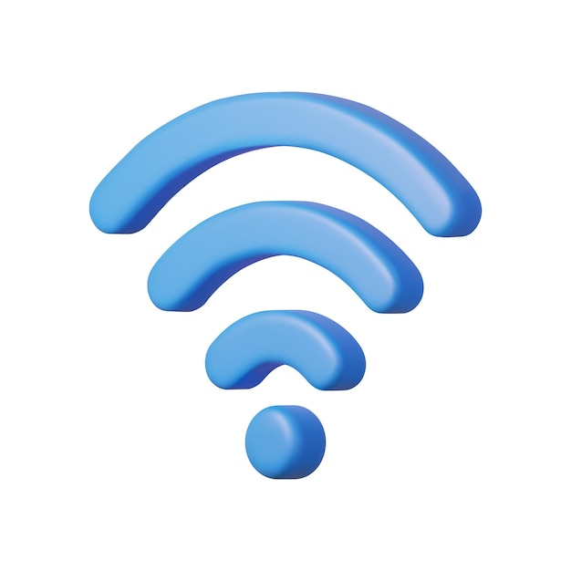 Simbol koneksi dan jaringan sinyal Wifi 3d