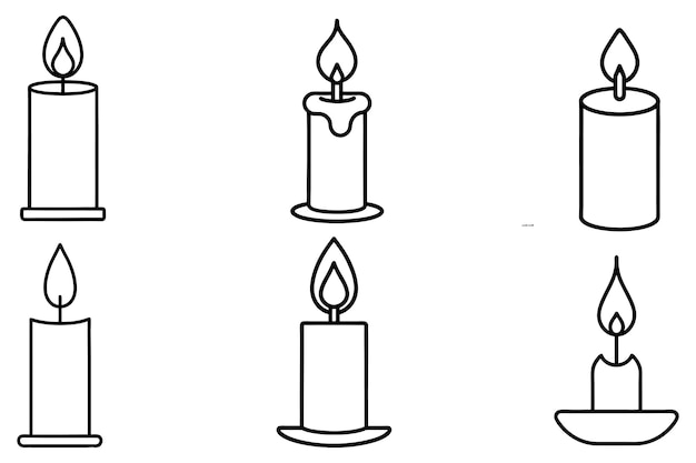Simple black line art illustration of a candle