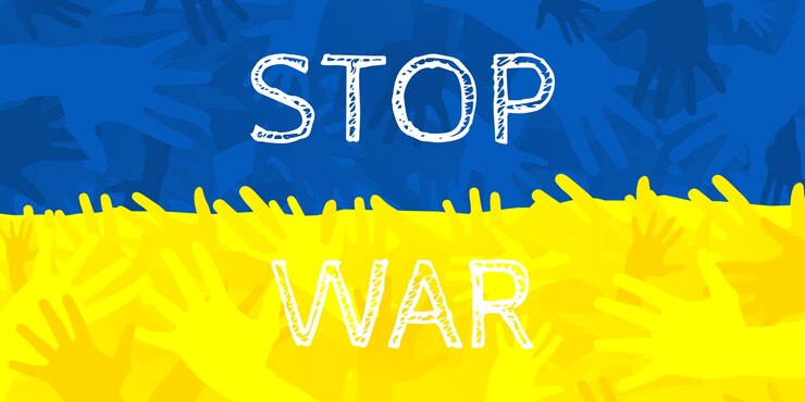 Vector simple blue and yellow russian ukraine stop war vector illustration suitable for all things russian ukraine war