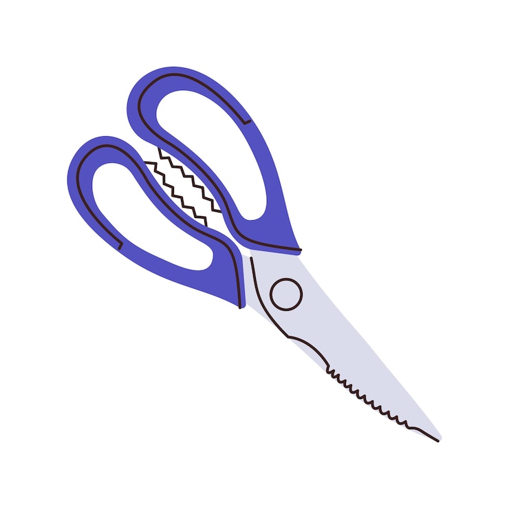 Vector simple blue kitchen scirrors isolated concept of cooking utensil tool vector flat illustration