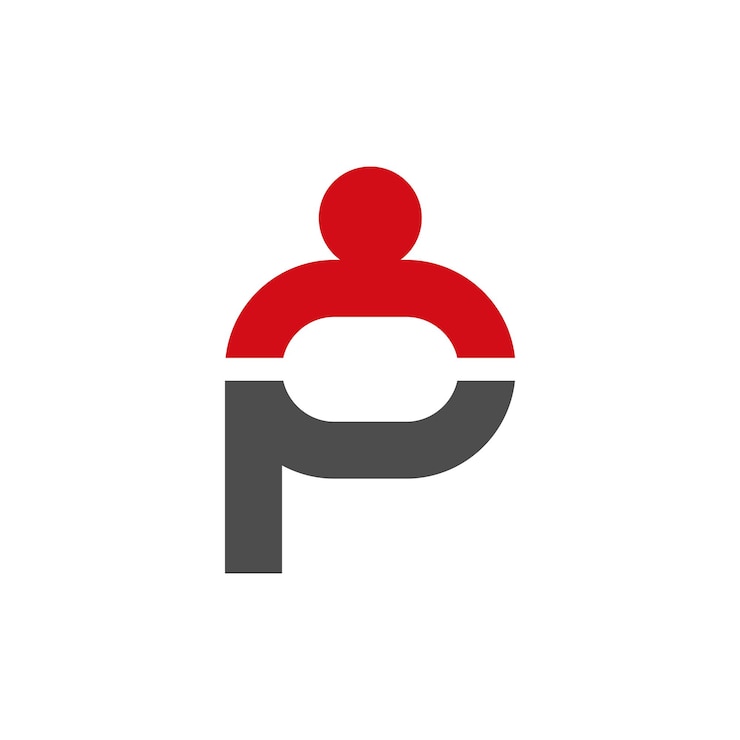 Vector simple clean initial p people icon logo