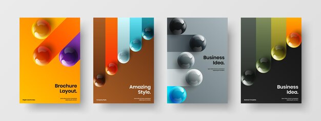 Simple corporate brochure A4 design vector concept set