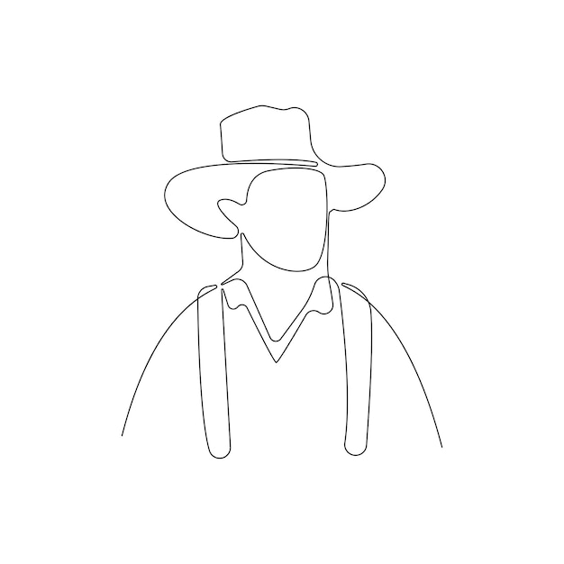 Simple cowboy line art icon Cowboy vector illustration