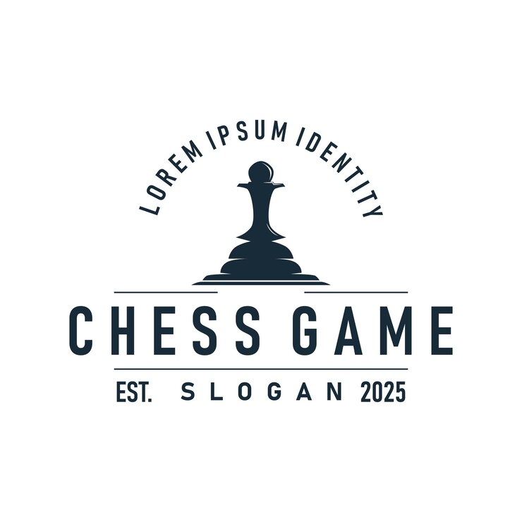 Vector simple design chess logo chess game concept silhouette vintage retro template