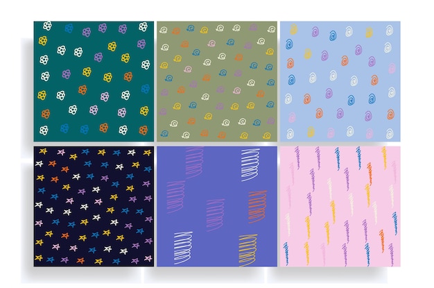 simple handdrawn vector seamless patterns background set