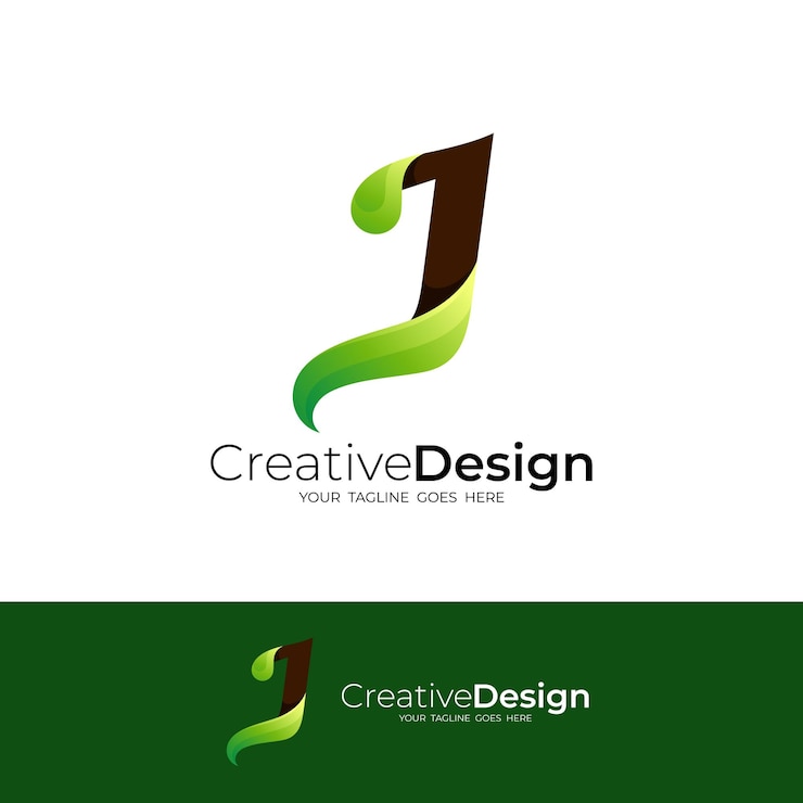 Vector simple letter j logo template 3d colorful design