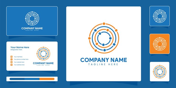 Simple minimalist technology connection logo with  business identity vector template