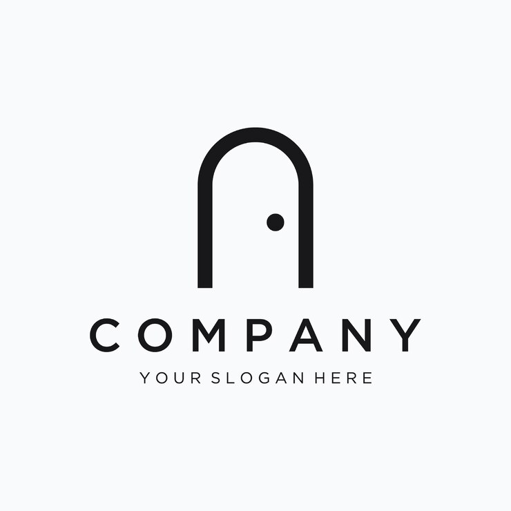 Simple open door abstract logo template design interior with geometric shape or monogram For building construction business property and companies